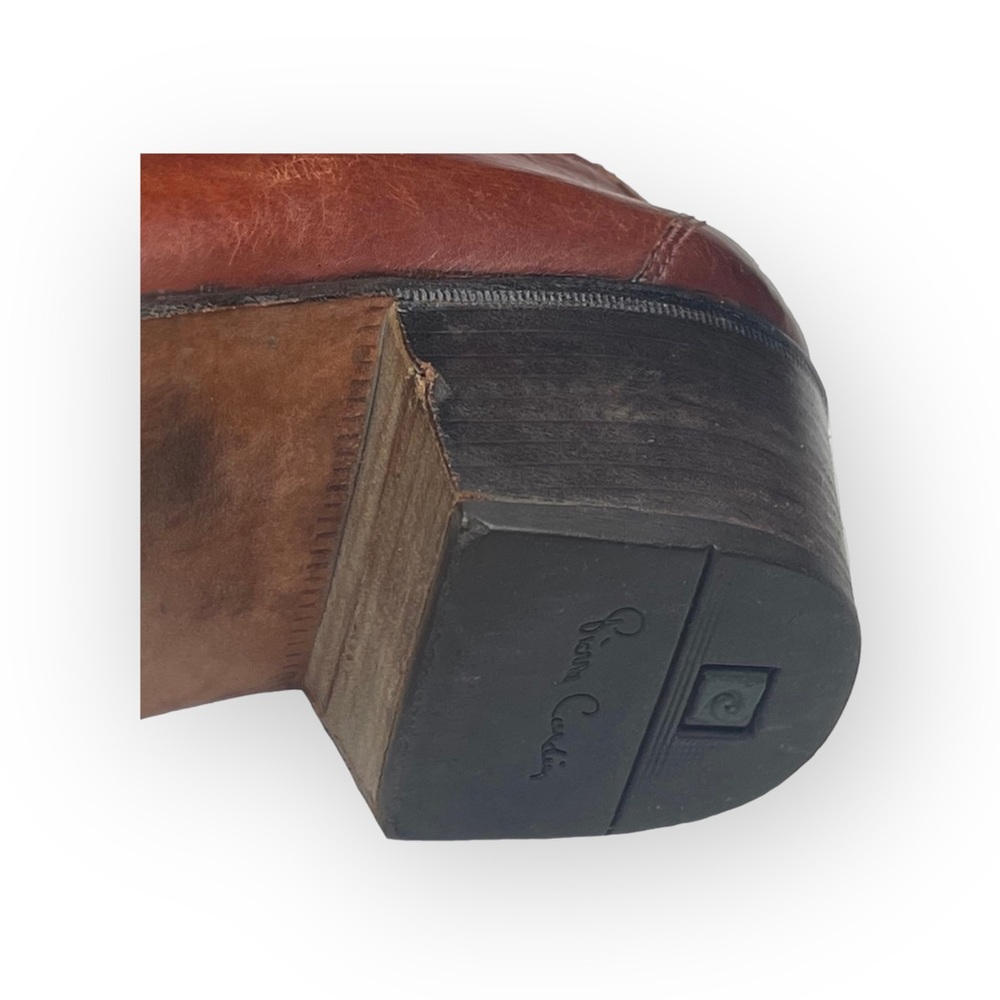 Vintage 70’s: Pierre Cardin  Leather Western Inspired Cut Out Boots  Cognac 9M - Picture 12 of 16